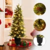 LuxenHome 4.5Ft Pre-Lit Artificial Pine Christmas Tree With Pinecones And Black Urn Planter Pot Green -Northlight Decor Sale GUEST 3db1a6d8 a54a 499a ac56 4b37c8e63917