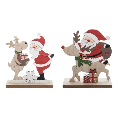 Transpac MDF Santa And Reindeer Decor Set Of 2 Christmas Home Decorations For Festive Holiday Cheer 3 Transpac MDF Santa And Reindeer Decor Set Of 2 Christmas Home Decorations For Festive Holiday Cheer