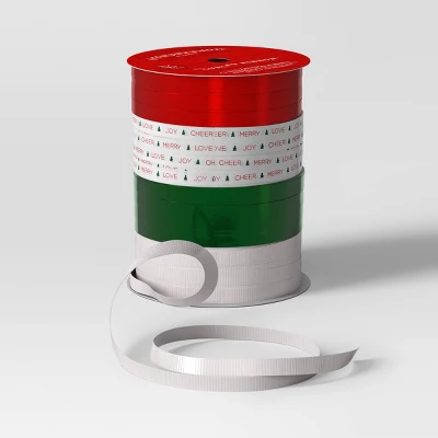 7 End Christmas Curl Ribbon 70' Red/Green/White - Wondershop™ 4 7 End Christmas Curl Ribbon 70' Red/Green/White - Wondershop™ - Image 2