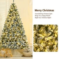 Costway 8ft Pre-lit Snow Flocked Hinged Christmas Tree W/1502 Tips & Metal Stand -Northlight Decor Sale GUEST 3f1a1f92 fd9b 4442 9c6a e87347179d21