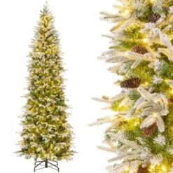 Costway 6/7.5/9 FT Flocked Christmas Tree With 671/913/1310 PE PVC Branch Tips 280/350/470 Warm White LED Lights -Northlight Decor Sale GUEST 4484dea8 d61d 49c5 a9fe 4bec36da1625