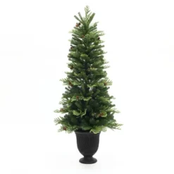 LuxenHome 4.5Ft Pre-Lit Artificial Pine Christmas Tree With Pinecones And Black Urn Planter Pot Green -Northlight Decor Sale GUEST 477e30d7 1817 43de 88b5 8e8975c2ca6b