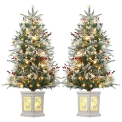 3ft Small Christmas Tree Pre-Lit Artificial Christmas Tree With 78 Led Lights, Snow Flocked Xmas Tree W/Base, Timer Function, Battery Operated -Northlight Decor Sale GUEST 47b3992a b4e3 4ce9 8af8 47eafaadd42e