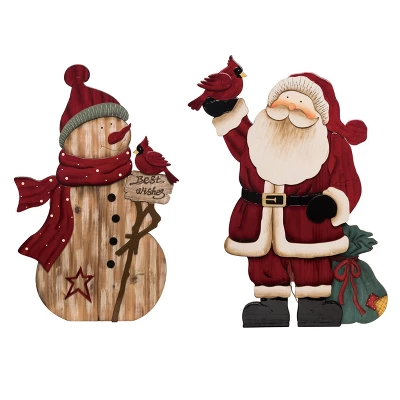 Transpac Plywood Santa And Snowman With Cardinal Decor For Christmas Decorative Objects 3 Transpac Plywood Santa And Snowman With Cardinal Decor For Christmas Decorative Objects