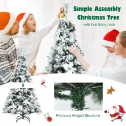 Costway 5ft/6ft/7ft/8ft Snow Flocked Hinged Christmas Tree W/ Berries & Poinsettia Flowers 19 Costway 5ft/6ft/7ft/8ft Snow Flocked Hinged Christmas Tree W/ Berries & Poinsettia Flowers -Northlight Decor Sale GUEST 49aa6934 bc29 4c91 8427 a4b05316066b