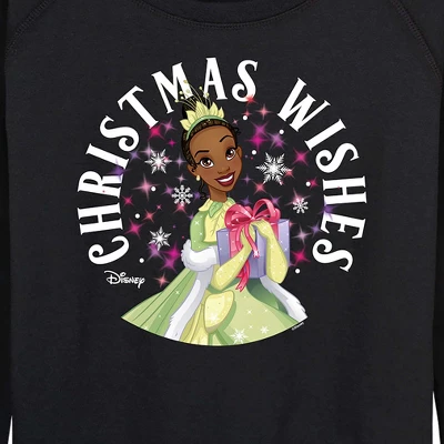 Women's - Disney - Christmas Wishes Tiana Lightweight French Terry Wide Neck Long Sleeve Graphic Shirt 3 Women's - Disney - Christmas Wishes Tiana Lightweight French Terry Wide Neck Long Sleeve Graphic Shirt