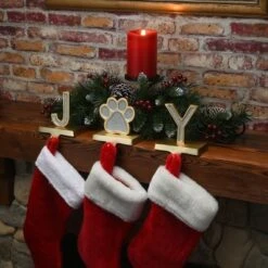 3pc 5" Silver Sparkle "JOY" Stocking Holders - National Tree Company