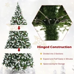 Costway 6ft7.5ft9ft Pre-lit Snowy Christmas Tree 81813982058 Tips W/ Pine Cones & Red Berries -Northlight Decor Sale GUEST 4b7a7447 a215 4b2a baca d51c3cf1f6f9
