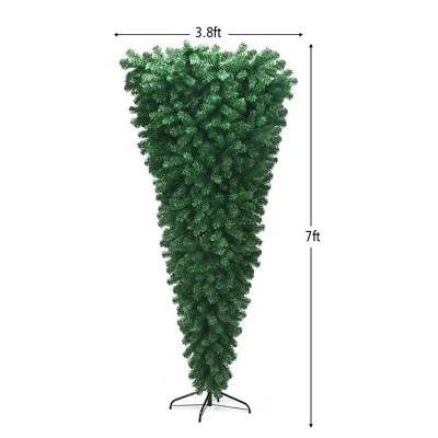 Costway 7Ft Unlit Upside Down Artificial Christmas Tree With 1000 Branch Tips Holiday 4 Costway 7Ft Unlit Upside Down Artificial Christmas Tree With 1000 Branch Tips Holiday - Image 2