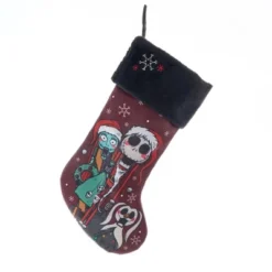 Kurt Adler Officially Licensed Disney Christmas Stocking With Embroidered Plush Cuff, The Nightmare Before Christmas, 19"