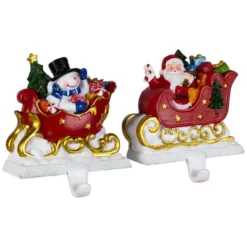 Northlight Santa And Snowman Sleigh Ride Christmas Stocking Holders - 4.25" - Set Of 2 -Northlight Decor Sale GUEST 507eb39f 5cd2 463d af58 1afe8dedec8f
