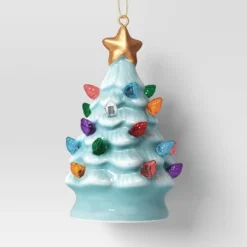 4" Christmas Lit Ceramic Retro Christmas Tree Ornament Blue - Wondershop™ -Northlight Decor Sale GUEST 5183a7f9 faf3 4129 af86 22b2051daf17