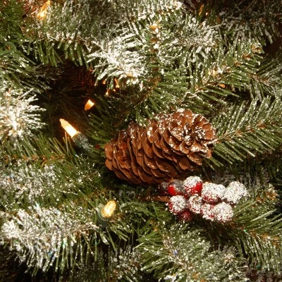 National Tree Company 7.5' PreLit Dunhill Fir Slim Flocked Red Berry Pinecone Hinged Artificial Christmas Tree 5 National Tree Company 7.5' PreLit Dunhill Fir Slim Flocked Red Berry Pinecone Hinged Artificial Christmas Tree - Image 3
