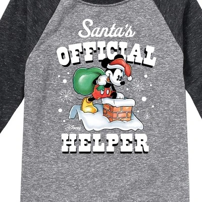 Boys' - Disney - Mickey Mouse Santas Official Helper Christmas Raglan Graphic T-Shirt 3 Boys' - Disney - Mickey Mouse Santas Official Helper Christmas Raglan Graphic T-Shirt