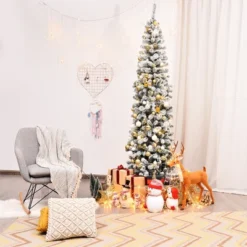 Costway 4.5/6/7.5 Ft Unlit Hinged Snow Flocked Artificial Pencil Christmas Tree With 242/500/641 Branch -Northlight Decor Sale GUEST 560f2bf4 38c8 4265 886c 2dd9c4bfe7df