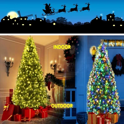 Costway 7Ft Prelit Christmas Tree, Hinged Xmas Tree With 500 Multi-Color, Warm White LED Lights, 1570 PVC Branch, 11 Lighting Modes, Metal Stand 6 Costway 7Ft Prelit Christmas Tree, Hinged Xmas Tree With 500 Multi-Color, Warm White LED Lights, 1570 PVC Branch, 11 Lighting Modes, Metal Stand - Image 4