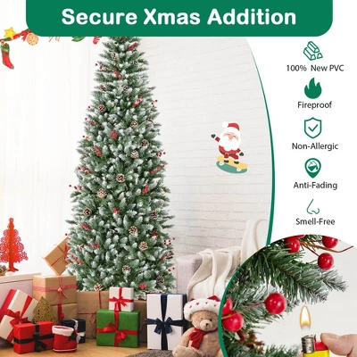 Costway 7 FT Pre-Lit Artificial Christmas Tree With 818 Snowy Branch Tips 350 LED Lights 10 Costway 7 FT Pre-Lit Artificial Christmas Tree With 818 Snowy Branch Tips 350 LED Lights - Image 8