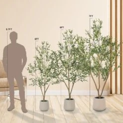 5FT 6FT 7FT Artificial Olive Tree Faux Olive Plant Realistic Leaves Silk Tree With White Pot For Home Office Decor, Interior Outdoor Decoration -Northlight Decor Sale GUEST 5745b9be 07b4 4740 a349 9202277aebf7