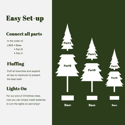 LuxenHome 3-Piece Holiday Artificial Tree Sets With Lights And Flat Stand Green 12 LuxenHome 3-Piece Holiday Artificial Tree Sets With Lights And Flat Stand Green - Image 10