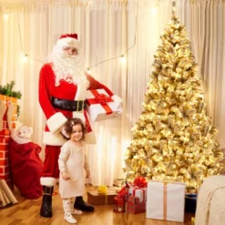 Costway Prelit 7.5ft Christmas Tree Flocked Xmas Snowy Tree 450 LED Lights