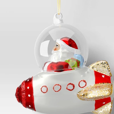 Christmas Glass Red Santa On Spaceship Ornament - Wondershop™ 4 Christmas Glass Red Santa On Spaceship Ornament - Wondershop™ - Image 2