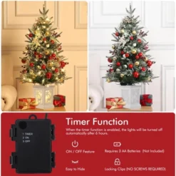 Homhougo 3FT Snow Flocked Mini Christmas Tree With Berry Clusters And Potted Base, Ideal For Table Or Front Porch Use -Northlight Decor Sale GUEST 5beb74d1 d786 4df0 bf4e 049f7eea061e