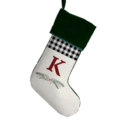 Personalization Mall Festive Foliage Initial Christmas Stocking, Green 14 Personalization Mall Festive Foliage Initial Christmas Stocking, Green - Image 12