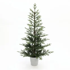 LuxenHome 5.5Ft Pre-Lit Artificial Fir Christmas Tree, Realistic Green Branches & Decorative Planter -Northlight Decor Sale GUEST 5c97e90d 5a93 4721 b950 73d6873dd219