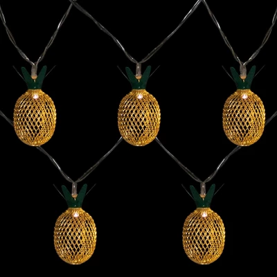 Northlight 10 B/O LED Warm White Gold Pineapple String Lights - 3' Clear Wire 4 Northlight 10 B/O LED Warm White Gold Pineapple String Lights - 3' Clear Wire - Image 2