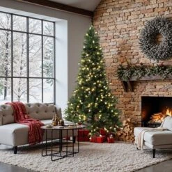 LuxenHome 7.5Ft Pre-Lit Green Slender Artificial Fir Christmas Tree With Metal Stand -Northlight Decor Sale GUEST 629af5c9 cef7 43d4 a539 ad0e81276183