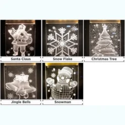 5 Star Super Deals 5 Christmas Window Light Decoration 3D LED Acrylic Hanging Decor W/ Icicle Strings - Santa, Snowflake, Snowman,Tree & Jingle Bells
