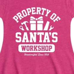 Girls' - Instant Message - Property Of Santas Workshop Christmas Fit & Flair Cap Sleeve Graphic Dress