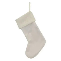Old World Christmas Knit Christmas Mantle Stocking, White Plush, 24in