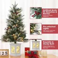 Homhougo 3FT Snow Flocked Mini Christmas Tree With Berry Clusters And Potted Base, Ideal For Table Or Front Porch Use -Northlight Decor Sale GUEST 6772731c 3d5e 4d0d 9eba dbd0f1fc404a