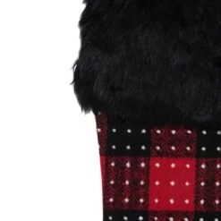 Northlight 21.5" Red And Black Plaid With Dots And Faux Fur Cuff Christmas Stocking -Northlight Decor Sale GUEST 67d786d9 4fb4 4f09 a1c0 103c930bc3e5