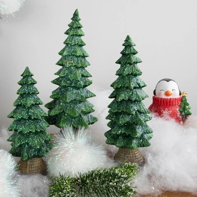 Northlight Glittered Pine Tree Christmas Decoration - 9.5" 3 Northlight Glittered Pine Tree Christmas Decoration - 9.5"