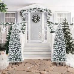 Costway 4.5/6/7.5 Ft Unlit Hinged Snow Flocked Artificial Pencil Christmas Tree With 242/500/641 Branch -Northlight Decor Sale GUEST 6c4ab5a3 52ec 4c4a 8ff8 b689c3e8ed9b