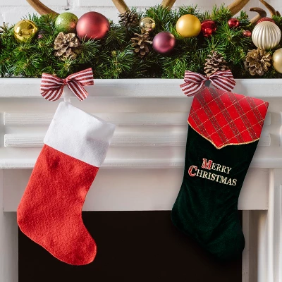 Northlight 19" Green And Red 'Merry Christmas' Christmas Stocking 4 Northlight 19" Green And Red 'Merry Christmas' Christmas Stocking - Image 2