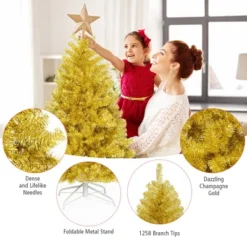 Costway 7.5Ft Hinged Unlit Artificial Tinsel Christmas Tree Holiday,Silver ,Gold -Northlight Decor Sale GUEST 6dbe85cb 6d01 4b7d 85d4 329dc0561124