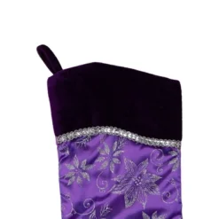 Northlight 20" Purple And Silver Glittered Floral Christmas Stocking With Shadow Velveteen Cuff -Northlight Decor Sale GUEST 6dc979e4 99aa 4c15 9e2b e05e80c6606c