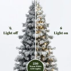 LuxenHome 7.5Ft Snow-Flocked Cedar Christmas Tree Pre-Lit With Teardrop LED Lights & Hinged Branches Green -Northlight Decor Sale GUEST 6eb4d379 6a96 4366 a3fb b322c16eda01