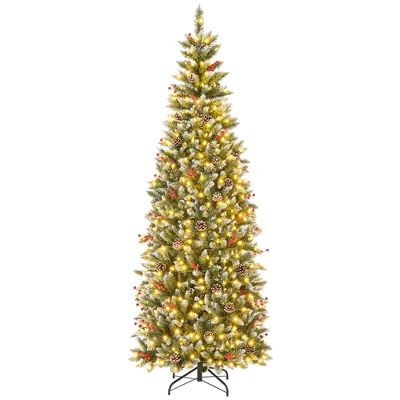 Costway 7 FT Pre-Lit Artificial Christmas Tree With 818 Snowy Branch Tips 350 LED Lights 11 Costway 7 FT Pre-Lit Artificial Christmas Tree With 818 Snowy Branch Tips 350 LED Lights - Image 9