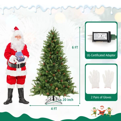 Costway 6 FT Pre-Lit Christmas Tree 3-Minute Quick Shape With Quick Power Connector Timer 4 Costway 6 FT Pre-Lit Christmas Tree 3-Minute Quick Shape With Quick Power Connector Timer - Image 2