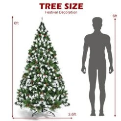Costway 6ft7.5ft9ft Pre-lit Snowy Christmas Tree 81813982058 Tips W/ Pine Cones & Red Berries -Northlight Decor Sale GUEST 7169cd64 00f0 4f0b 80a6 083cc76e9903
