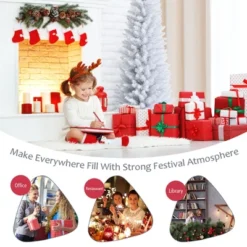 Costway 5ft Unlit Artificial Slim Pencil Christmas Tree With Metal Stand White -Northlight Decor Sale GUEST 71f89b54 1562 41d3 8afc 09eb7af55c88