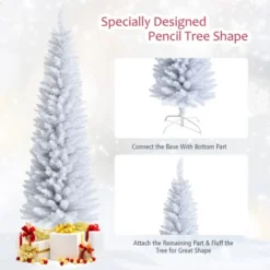 Costway 6ft Unlit Artificial Slim Pencil Christmas Tree With Metal Stand White -Northlight Decor Sale GUEST 7492203f c8ba 40f7 b96d 782521b69e1c