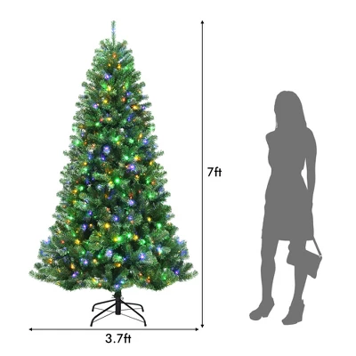 Costway 7ft Pre-lit Hinged Christmas Tree W/ Remote Control & 9 Lighting Modes 5 Costway 7ft Pre-lit Hinged Christmas Tree W/ Remote Control & 9 Lighting Modes - Image 3