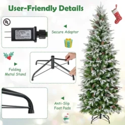 Costway 6/7.5/9 FT Flocked Christmas Tree With 671/913/1310 PE PVC Branch Tips 280/350/470 Warm White LED Lights -Northlight Decor Sale GUEST 7707796a 5cab 4b0d 8777 46d7203bfeb8