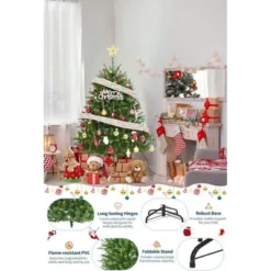 Acekool Prelit Green North Valley Spruce Tree, Artificial Pine With Stand, Two Lighting Effects, Indoor Holiday Decoration