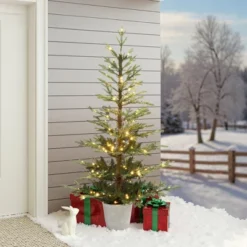 LuxenHome 5.5Ft Pre-Lit Artificial Fir Christmas Tree, Realistic Green Branches & Decorative Planter -Northlight Decor Sale GUEST 7a582012 5209 4466 8f0b 31c36b014259